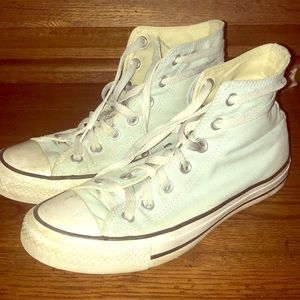 Light teal converse high tops